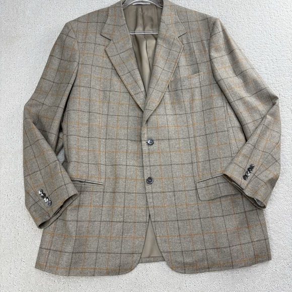 Isaia Napoli Mens 50 (US 40R) Cashmere Plaid Sport Coat Blazer $3495